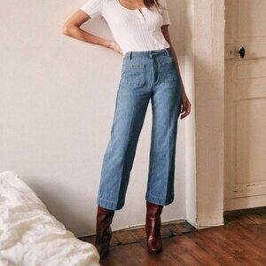 Sezane Juno denim cropped jeans, Sz 38/6, BNWT